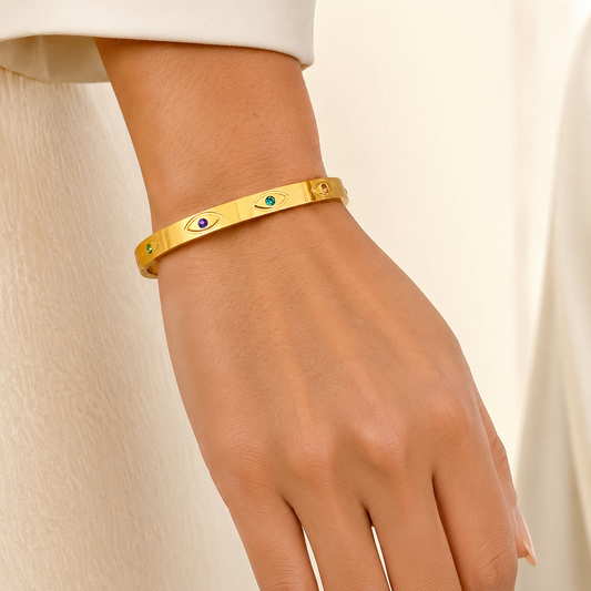 Rainbow Evil Eye Gold Bracelet