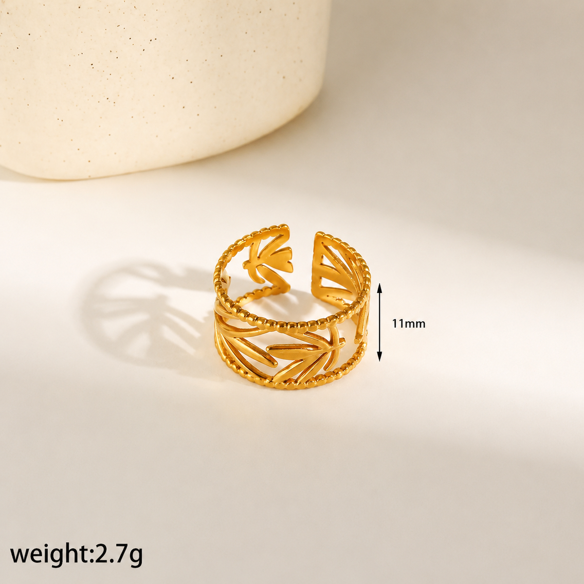 Elowen Leaf Gold Ring