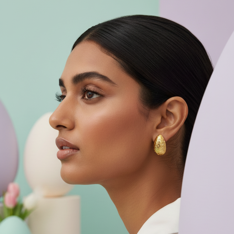 LuxeAurora Embossed Aquadrop Earrings