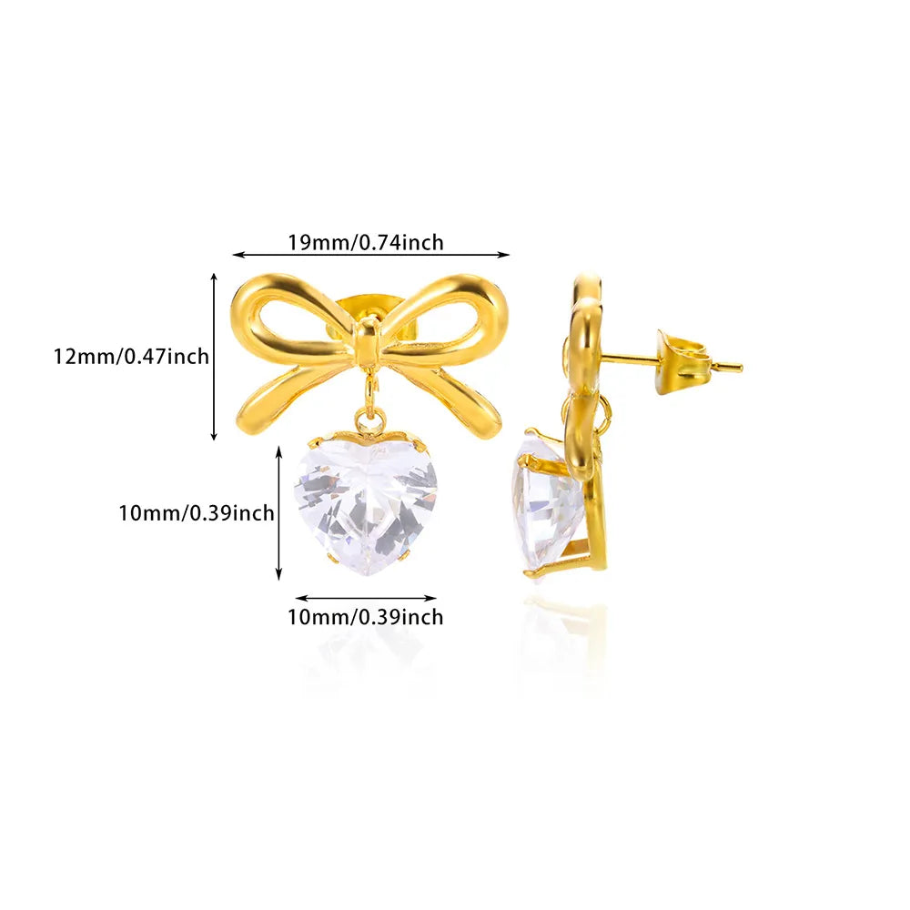 Celeste Heart Charm Bow Studs