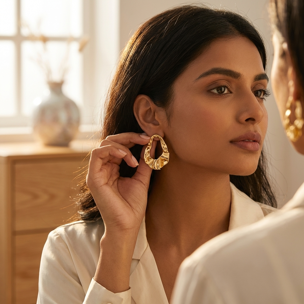 Organic Sculpted Gold Stud Earrings