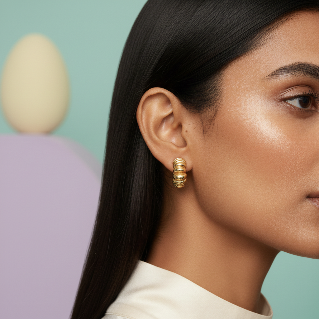 Oria Sculpted Rib Luxe Studs