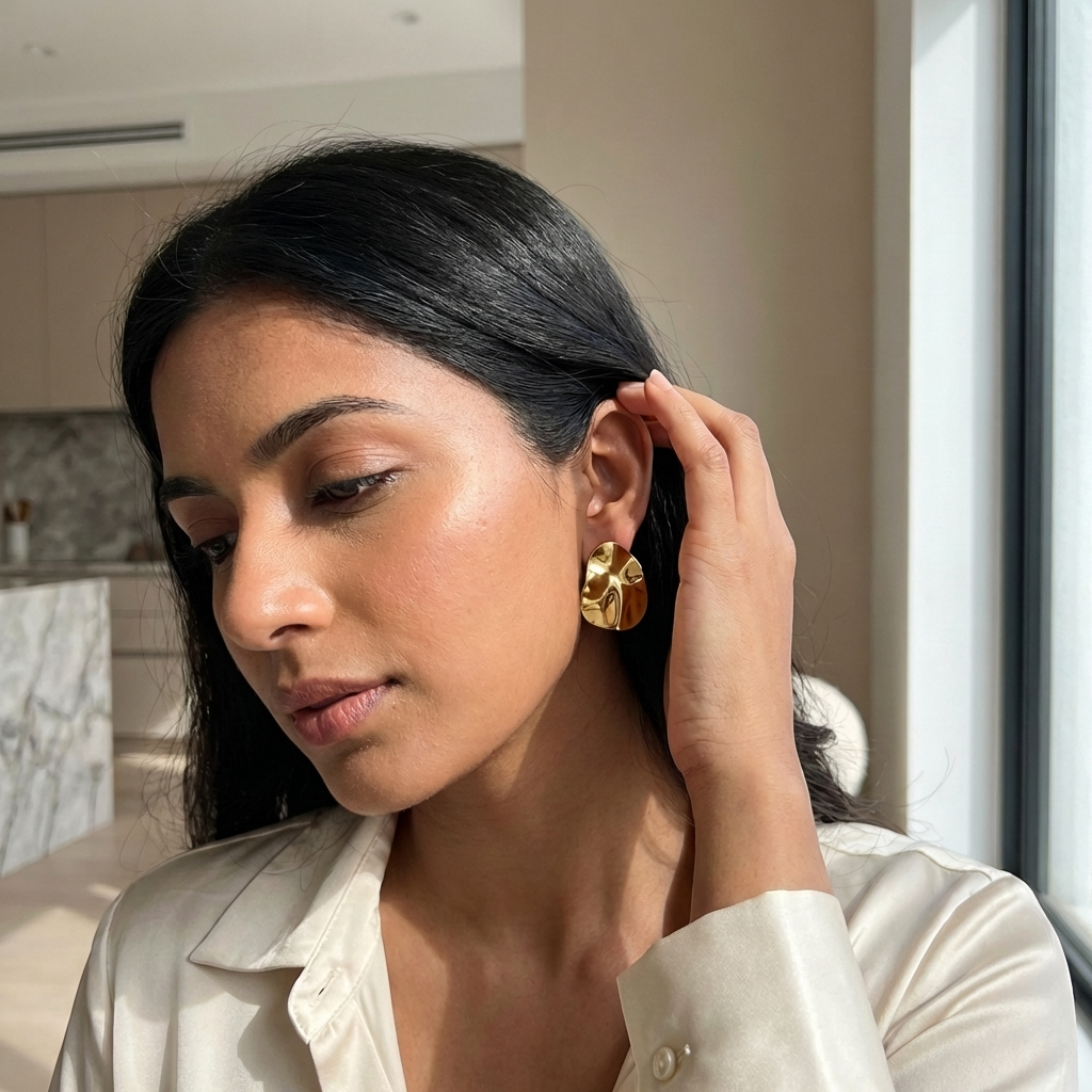 Liquid Sculpt Gold Stud Earrings
