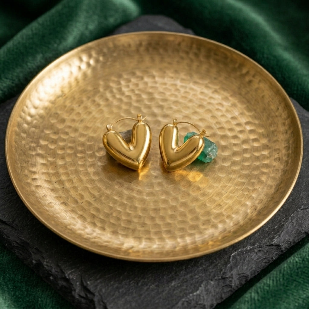 Gold Heart Hoop Earrings