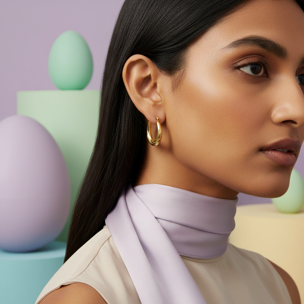 Molten Curve Gold Hoop