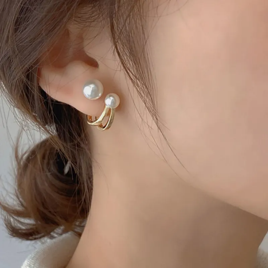 Luna Twist Korean Pearl Huggy Earrings