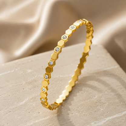 Crystal Bezel Gold Bracelet