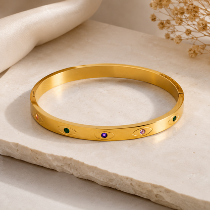 Rainbow Evil Eye Gold Bracelet