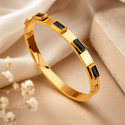 Black Enamel Gold Bracelet
