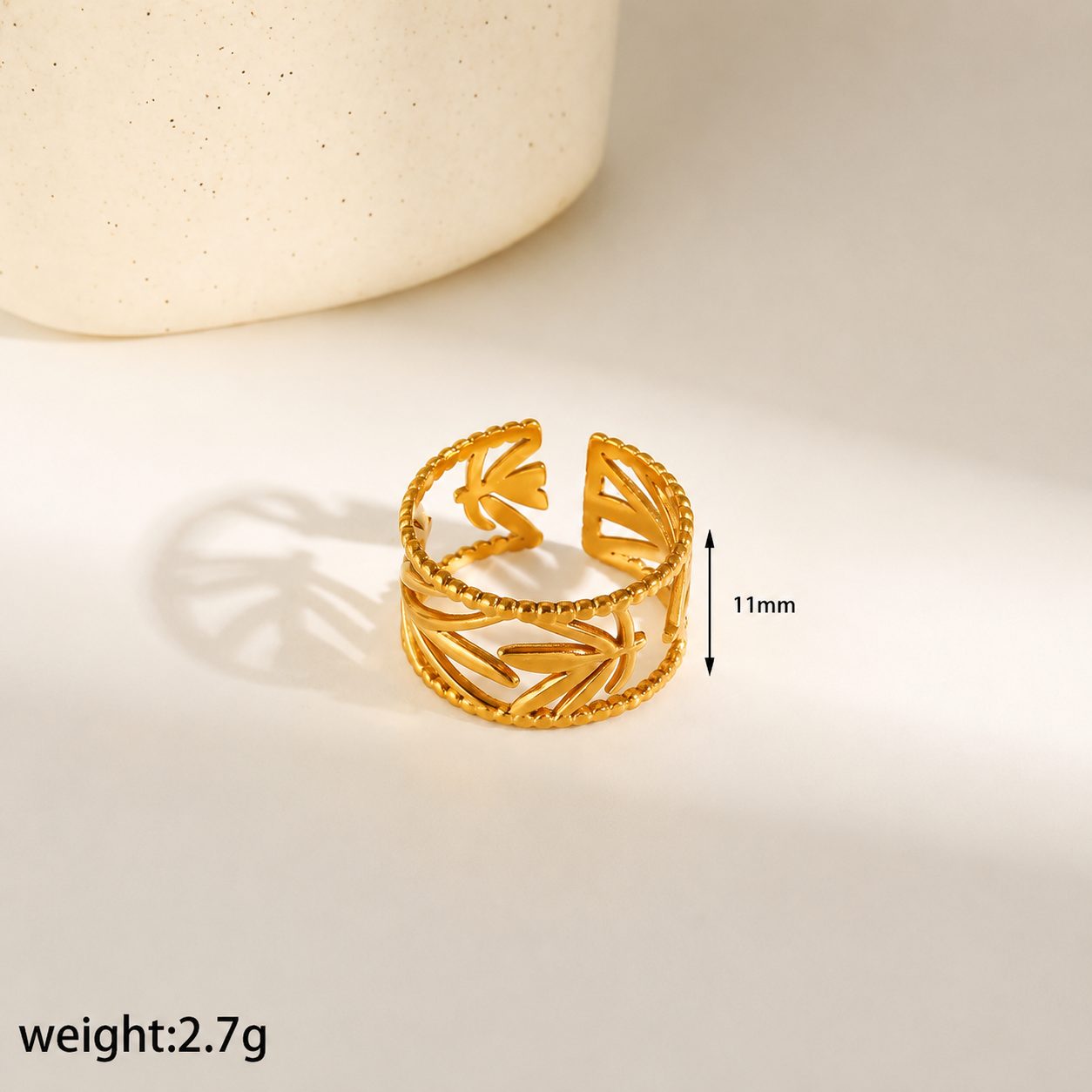 Elowen Leaf Gold Ring
