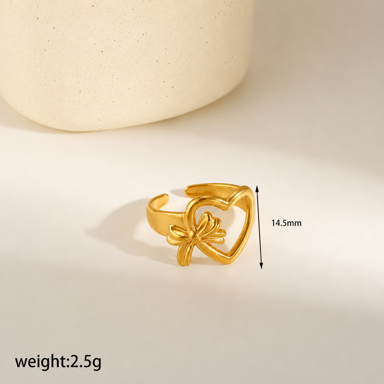 Amora Bow Heart Gold Ring