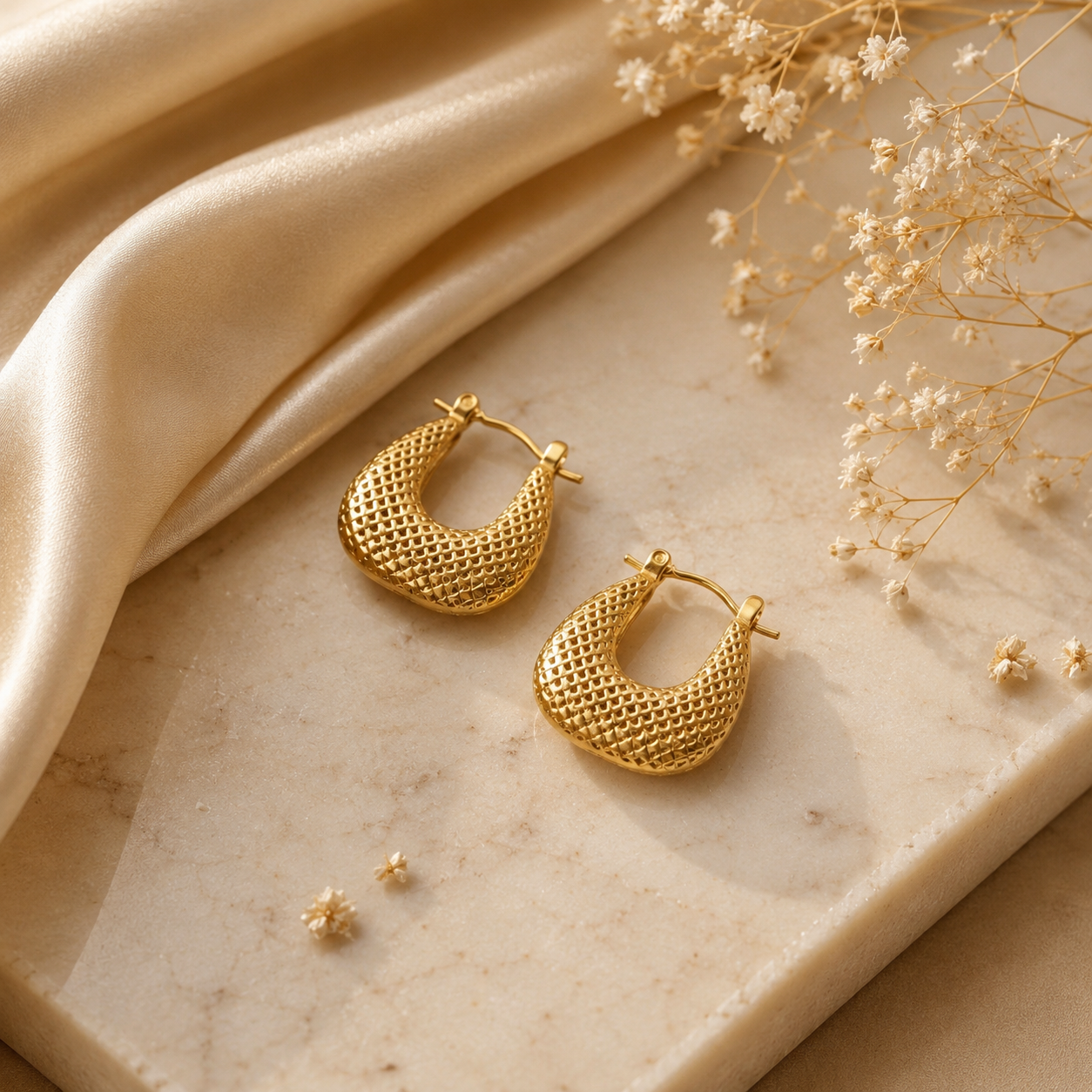 Aurielle Textured Gold Hoops