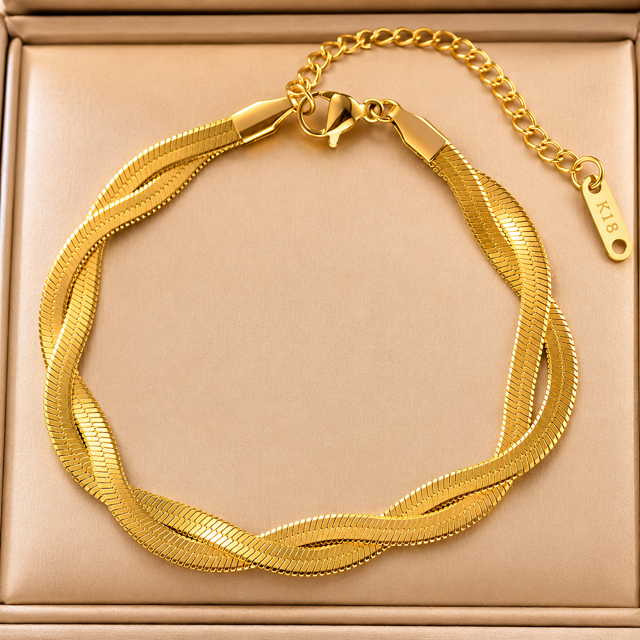 Twisted Snake Gold Chain Bracelet