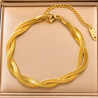 Twisted Snake Gold Chain Bracelet