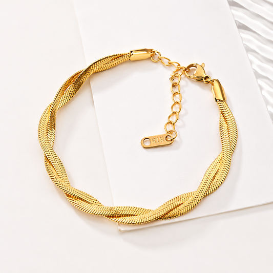 Twisted Snake Gold Chain Bracelet