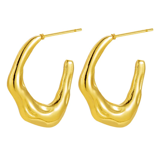 Organic Sculpted Gold Stud Earrings