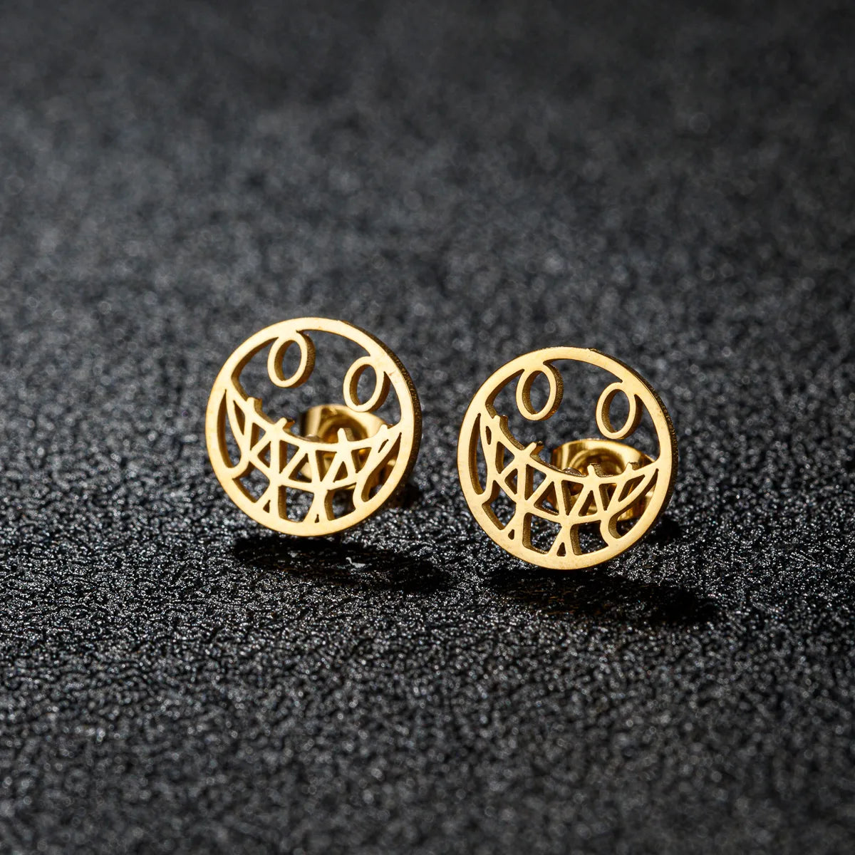 GleamGrin Smiley Stud Earrings
