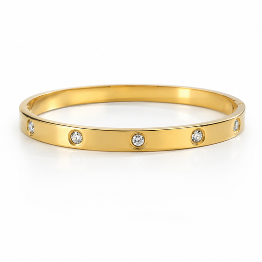 Crystal Studded Gold Bracelet