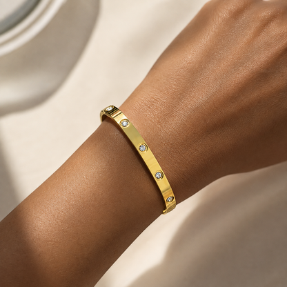 Crystal Studded Gold Bracelet