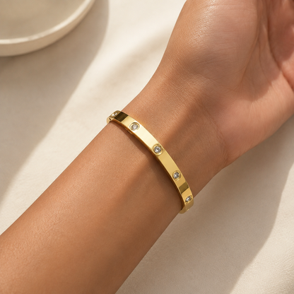 Crystal Studded Gold Bracelet