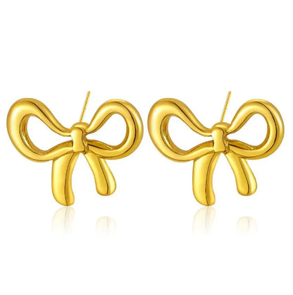Gold Bow Stud Earrings