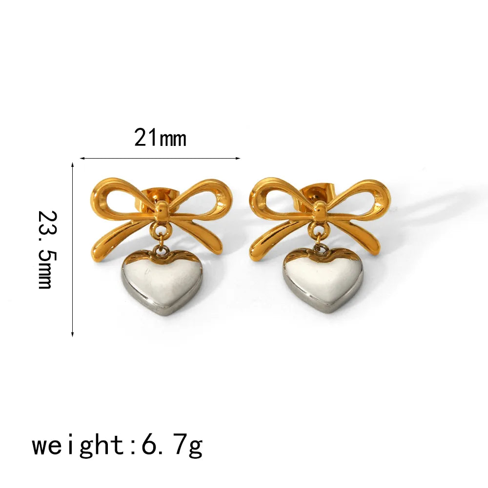 Elara Steel Heart Bow Drops