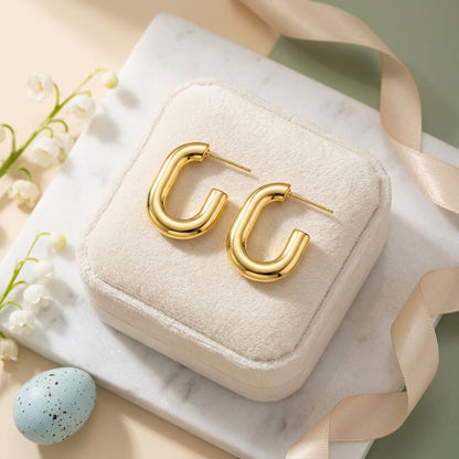 Bold Curve U-Shape Gold Stud Earrings