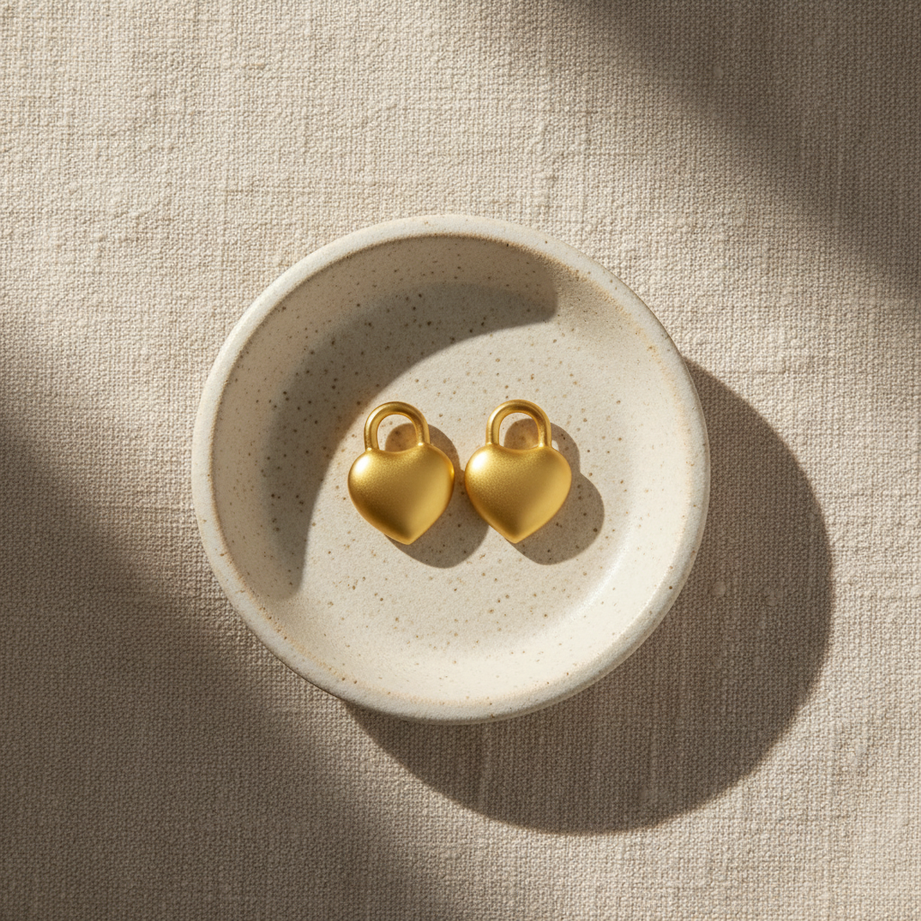 Amour Heart Lock Luxe Studs