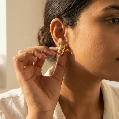 Oria Sculpted Rib Luxe Studs