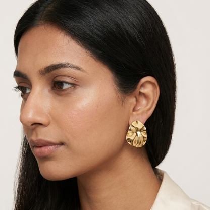 Liquid Sculpt Gold Stud Earrings