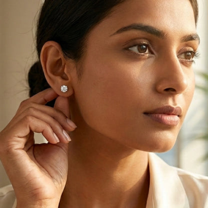 Round Solitaire Crystal Stud Earrings