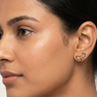 Gold Bow Stud Earrings