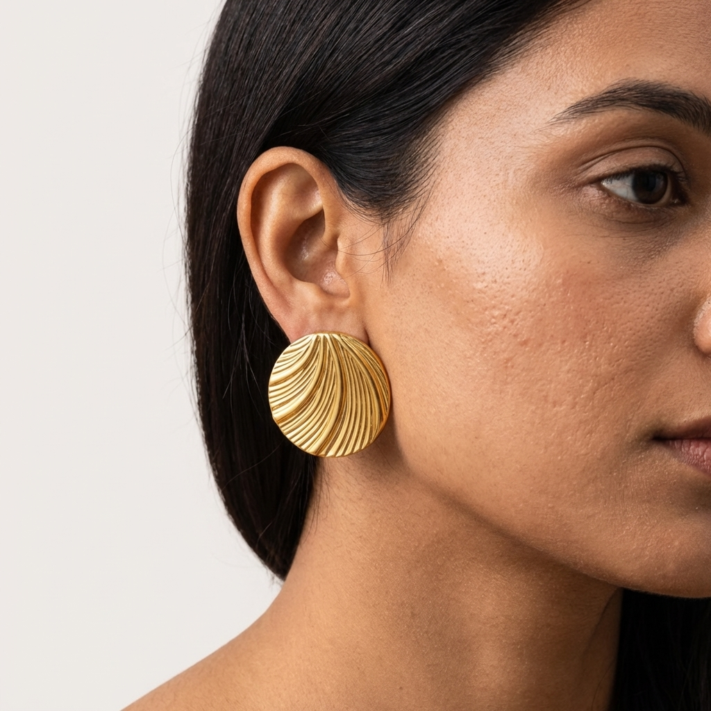 WaveLuxe Textured Round Stud Earrings