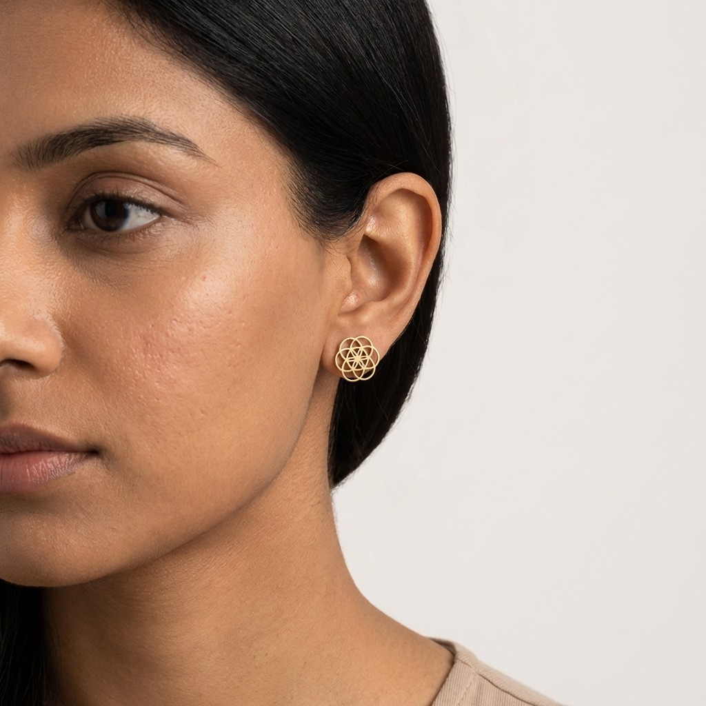 GoldLattice Mandala Stud Earrings - Gold