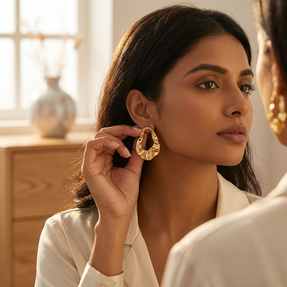 Organic Sculpted Gold Stud Earrings