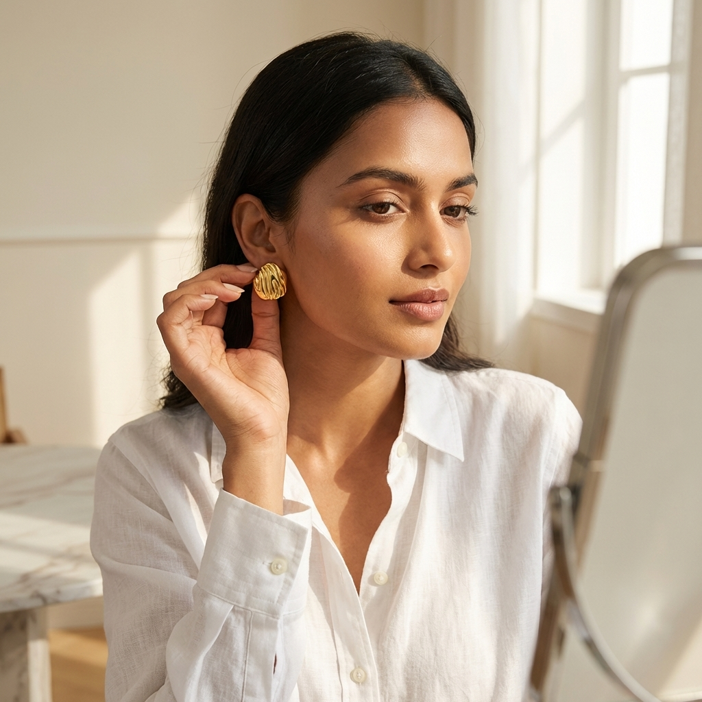 Aurora Sculpt Gold Stud Earrings