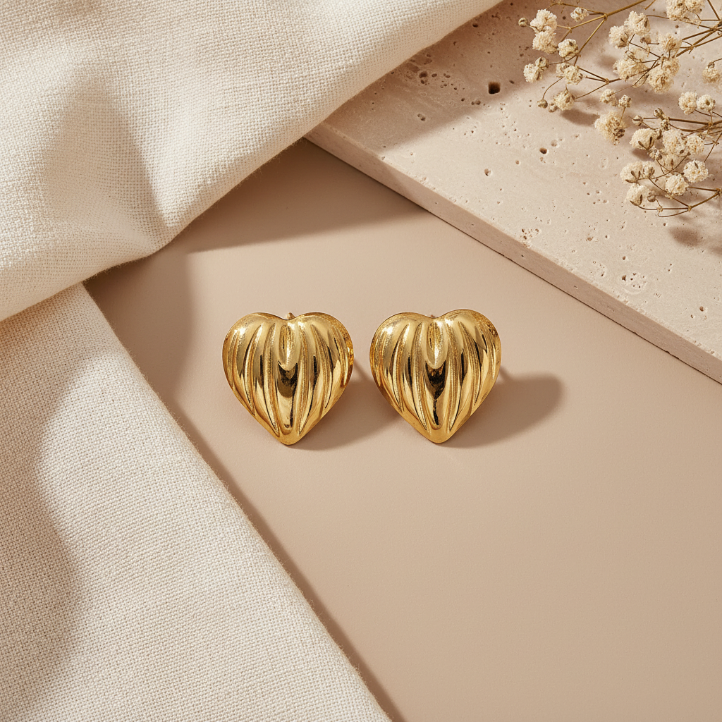 Aurora Heart Sculpt Studs