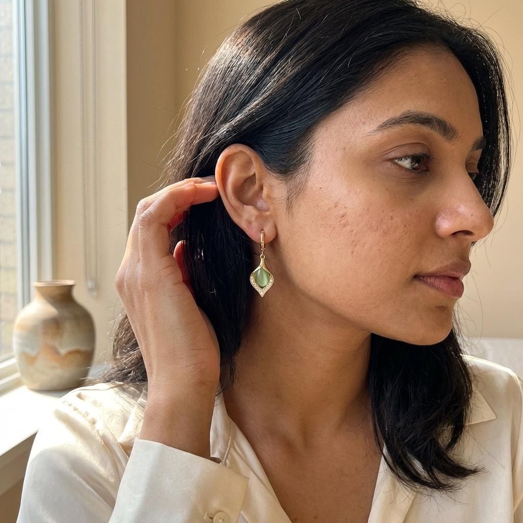 Homiblend Crystal Drop earrings - Sea Green