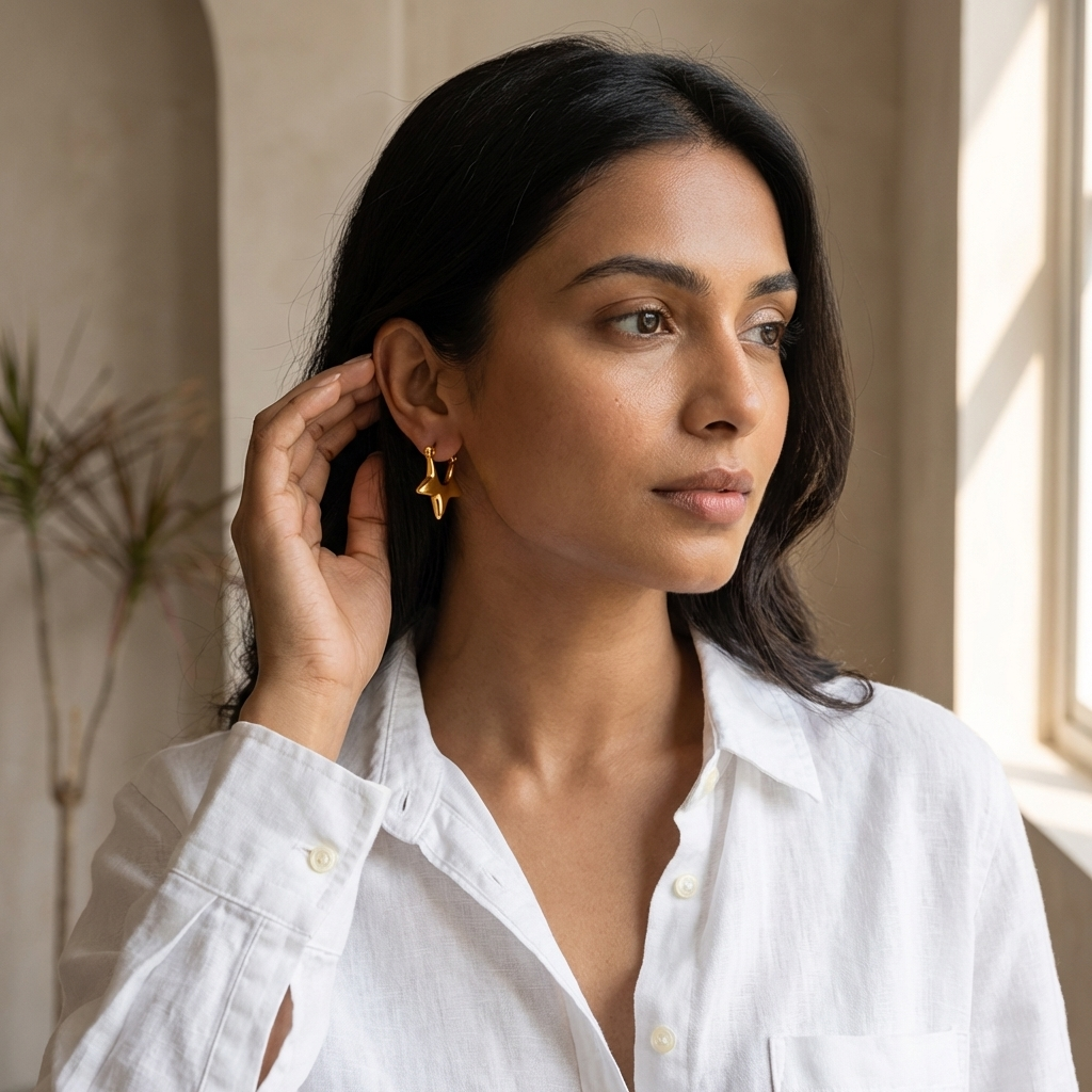 StarLuxe Sculpted Hoop Earrings