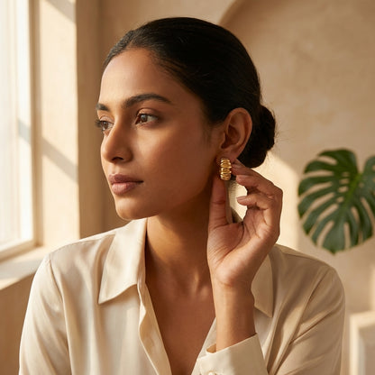Oria Sculpted Rib Luxe Studs