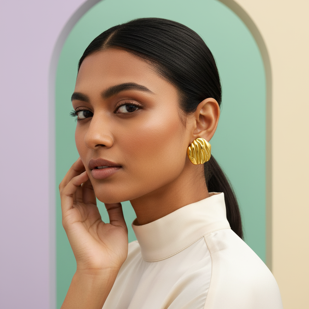 Aurora Sculpt Gold Stud Earrings
