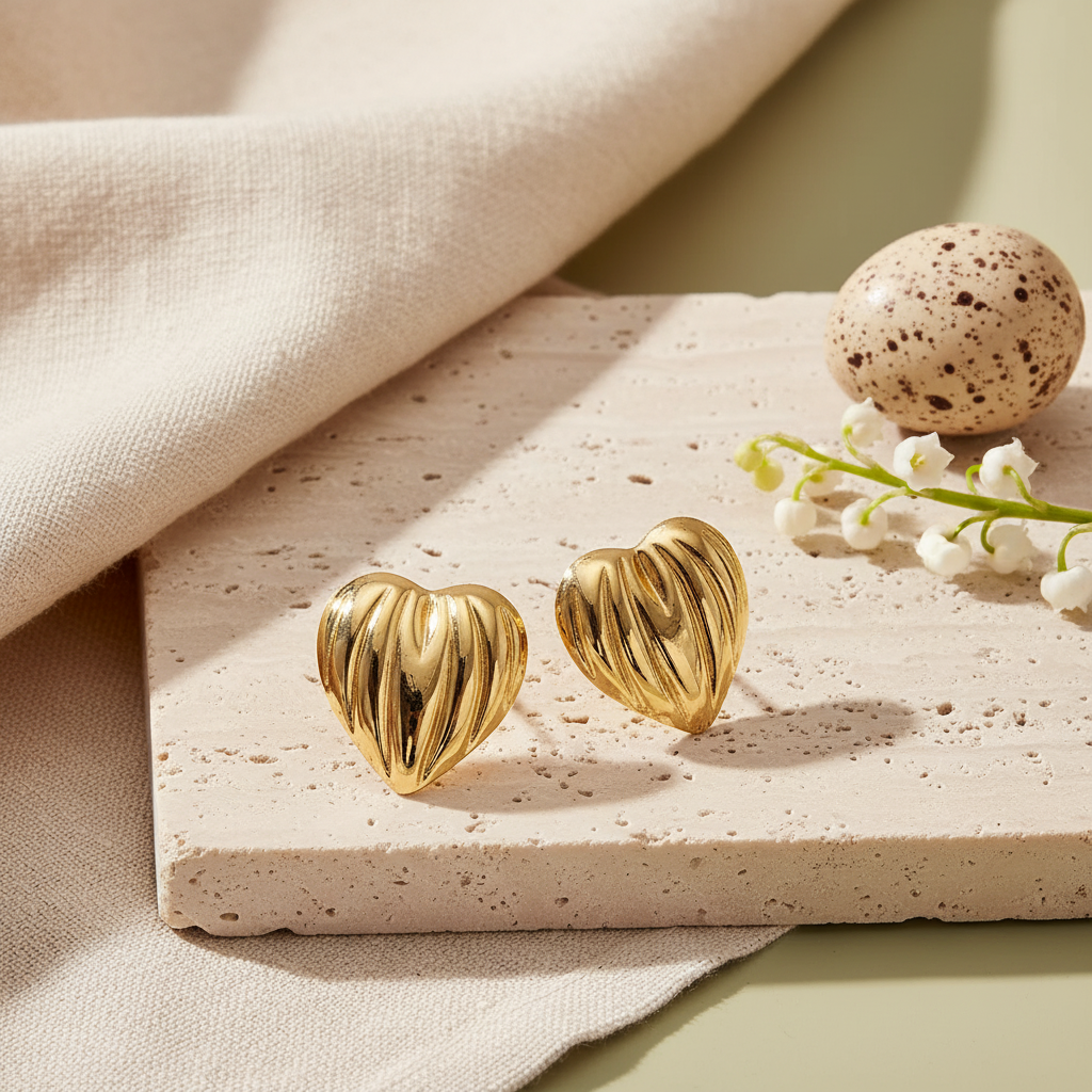 Aurora Heart Sculpt Studs