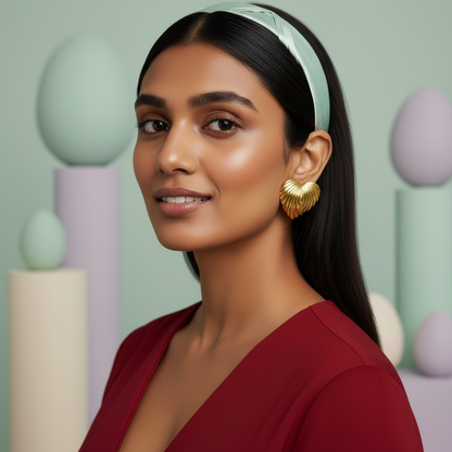 Wavecrest Heart Gold Stud Earrings