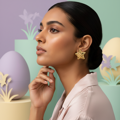 Sculpted Star Gold Stud Earrings