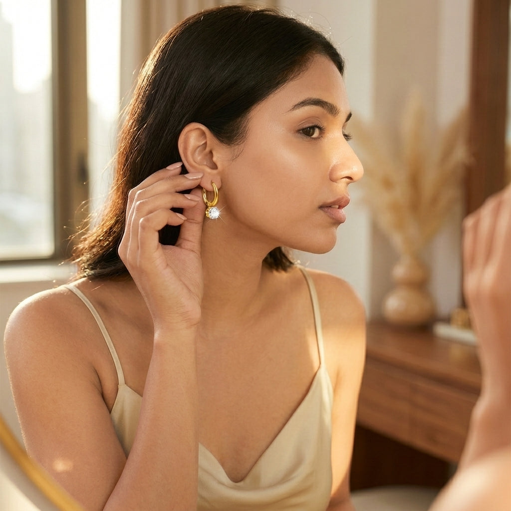 Solara Charm Hoop Earrings