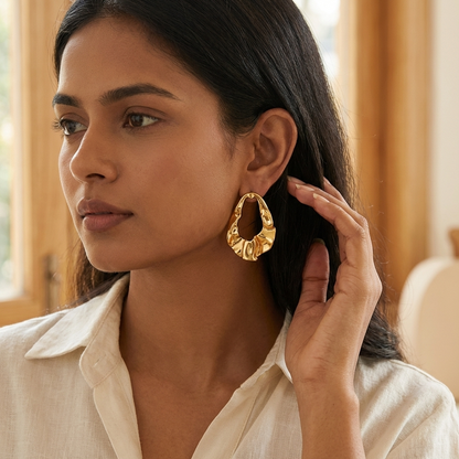 Organic Sculpted Gold Stud Earrings