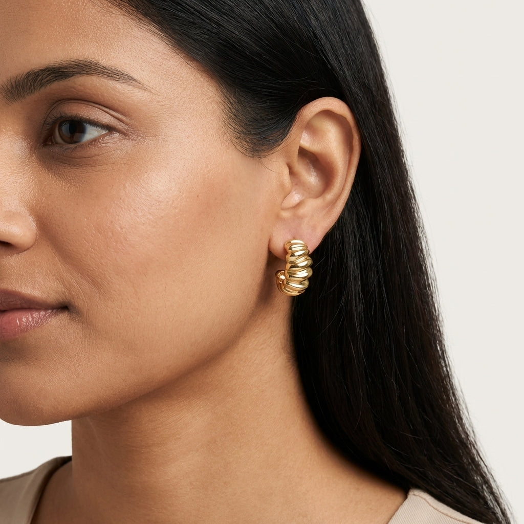 Oria Sculpted Rib Luxe Studs