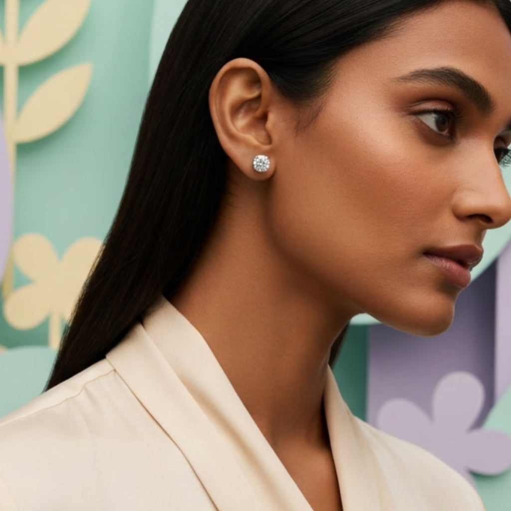 Round Solitaire Crystal Stud Earrings