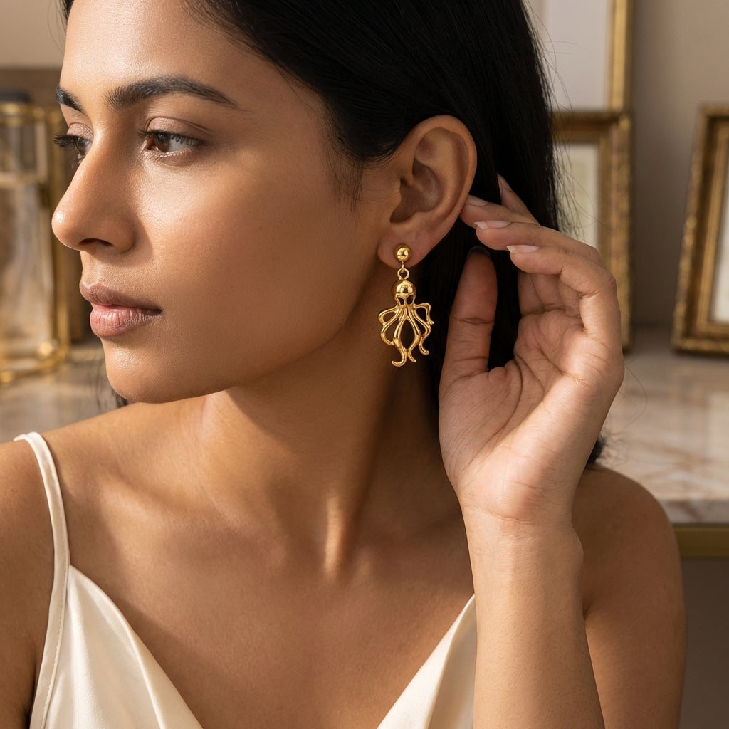 Golden Octavia Drop Earrings