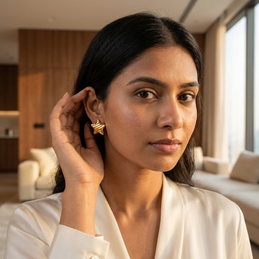 Sculpted Star Gold Stud Earrings